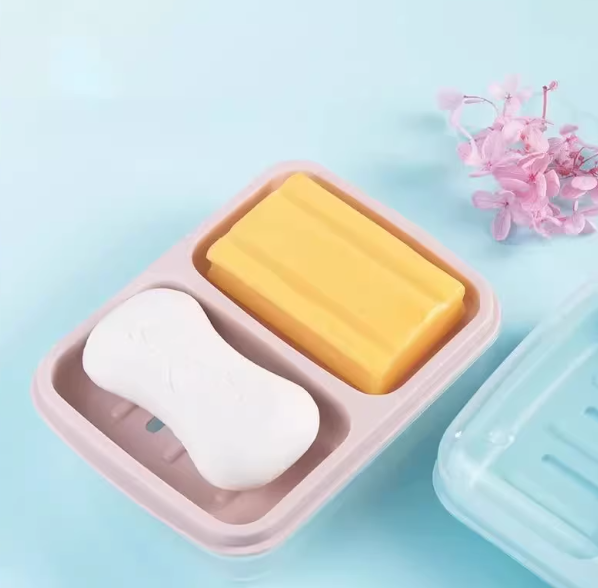 放肥皂盒学生宿舍香皂大号防水带盖子沥水双层手工皂双格不积水